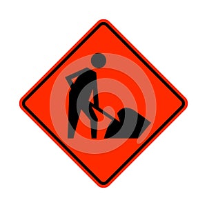 Road work ahead warning road sign