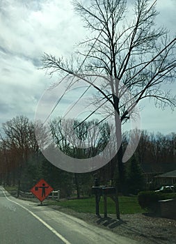 Road Work And Flagger Ahead