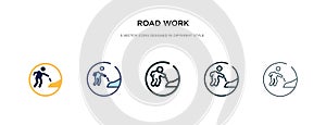 Road work icon in different style vector illustration. two colored and black road work vector icons designed in filled, outline,