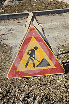 Road work sign
