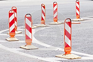 Road work signs at the city.