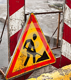 Road work. Traffic sign