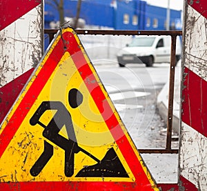 Road work. Traffic sign