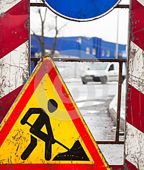 Road work. Traffic sign