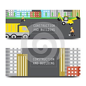 Road work vector banners horisontal