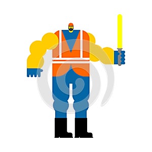 Road worker isolated. Roadman vector illustration. Service asphalt repair