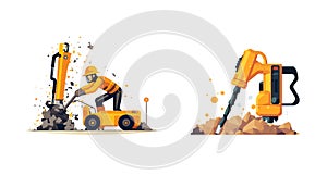 road worker jackhammer flat vector