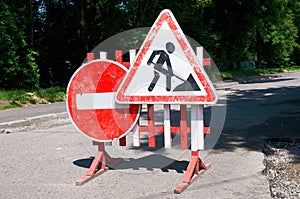 Road works sign