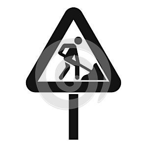 Road works sign icon, simple style