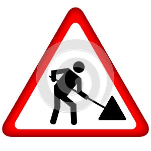 Road works sign under construction