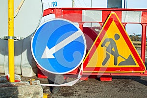 Road works. Traffic signs