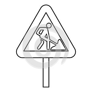 Road works warning traffic sign icon outline style