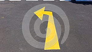 Road Yellow Arrow Sign Asphalt Route Direction