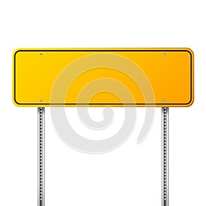 Road yellow traffic sign. Blank board with place for text.Mockup. Isolated information sign. Direction. Vector