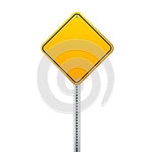 Road yellow traffic sign. Blank board with place for text.Mockup. Isolated information sign. Direction. Vector