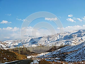 Road in Zagros mountains of Iran after snow