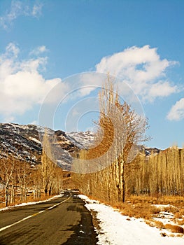 Road in Zagros mountains of Iran after snow