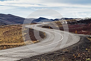 Road zigzag in the volcanic mountains