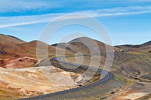 Road zigzag in the volcanic mountains