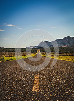 Road through the Zion National park in Heber, Utah.