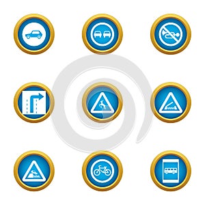 Roadbed icons set, flat style photo