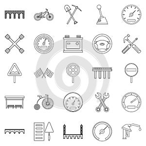 Roadbed icons set, outline style