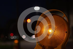 Roadsign with light an bokeh