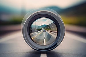 Roadmap through blurry camera lens. Generate ai