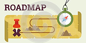Roadmap with compass and map