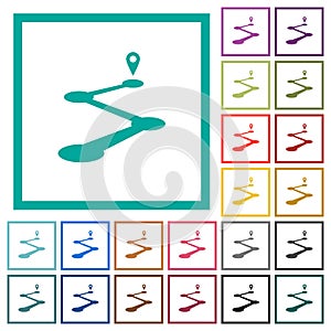 Roadmap flat color icons with quadrant frames