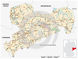 Roadmap of the German state of Saxony