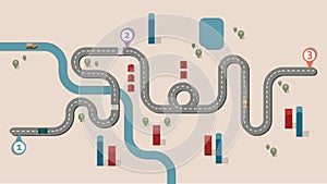 Roadmap illustration with 3 check points