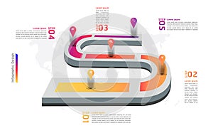 Roadmap mark point infographic design 5 steps vector illustration eps10