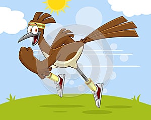 Roadrunner Bird Cartoon Character Jogging