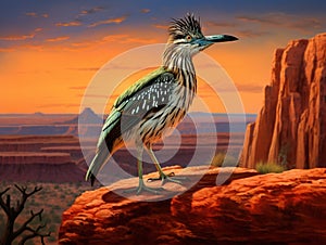 Roadrunner hunting at dusk