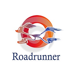 Roadrunner logo in red circle. Bird logo. photo