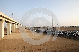 Roads in the desert at sunset,Saudi Arabia Jeddah