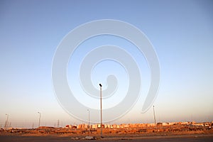 Roads in the desert at sunset,Saudi Arabia Jeddah