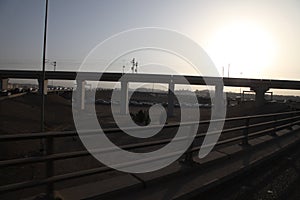 Roads in the desert at sunset,Saudi Arabia Jeddah