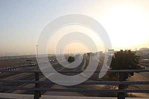 Roads in the desert at sunset,Saudi Arabia Jeddah