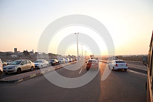 Roads in the desert at sunset,Saudi Arabia Jeddah