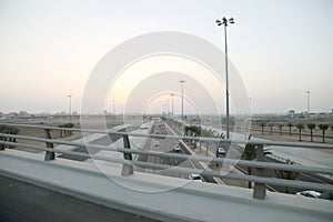 Roads in the desert at sunset,Saudi Arabia Jeddah