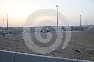 Roads in the desert at sunset,Saudi Arabia Jeddah