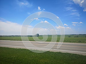 Roads grass bluesky clouds