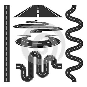 Roads and highways icons set vector illustration