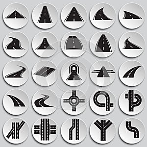 Roads icons set on background for graphic and web design. Simple illustration. Internet concept symbol for website