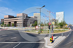 Roads with intersection in European district Kirchberg of Luxembourg city