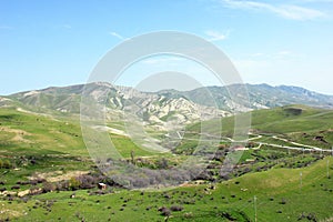 Roads in the Khyzy mountains. Azerbaijan