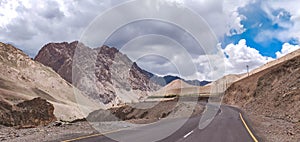 Roads of Ladakh region of India. Himalayan mountains and smooth roads of Kashmir