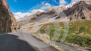 Roads, Mountains and river of Kargil District of Jammu and Kashmir, India